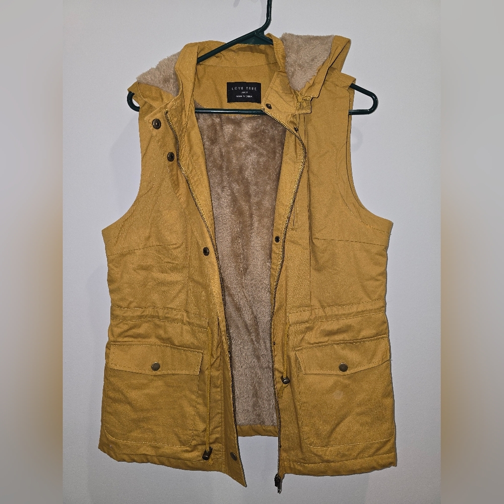 Love Tree Mustard Jacket with Faux Fur Lining